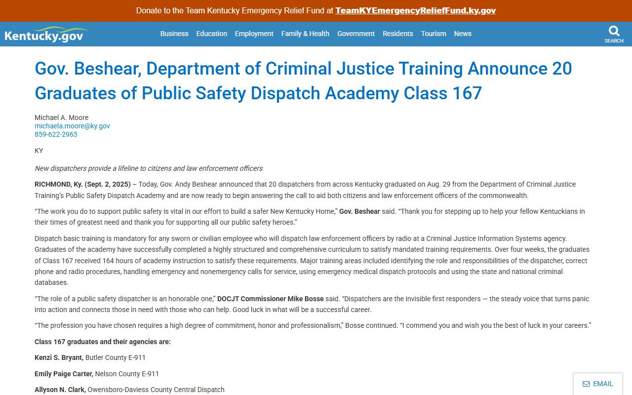 Clinton County arrest records and Kentucky Justice public safety release