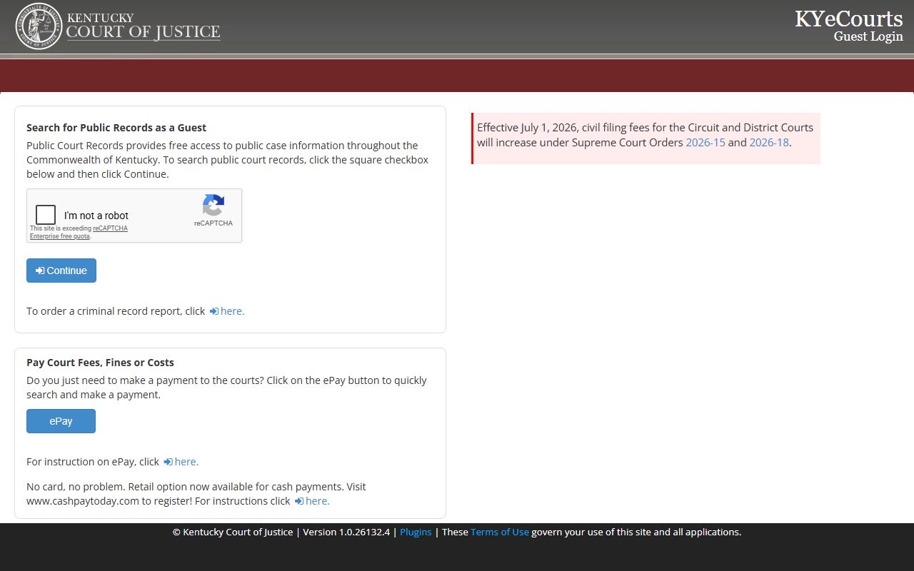 Clinton County court records KYeCourts public access page