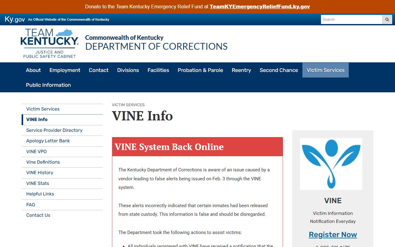 Clinton County inmate records and Kentucky DOC VINE information