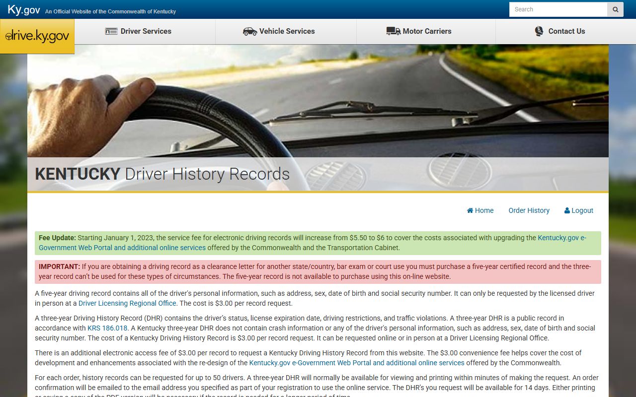 Clinton County traffic citation lookup and Kentucky online driver history portal